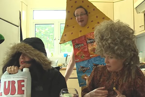 A Load Of Croc. Image shows from L to R: Ally Sheedy (Lucy Pearman), Dorito Fish (Michael Brunström), Wendy (Beth Vyse). Copyright: Turtle Canyon Comedy