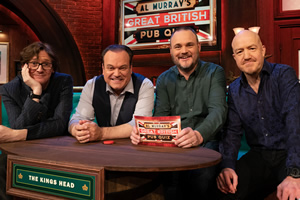 Al Murray's Great British Pub Quiz. Image shows from L to R: Ed Byrne, Shaun Williamson, Al Murray, Andy Parsons. Copyright: Avalon Television