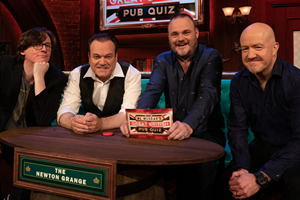 Al Murray's Great British Pub Quiz. Image shows from L to R: Ed Byrne, Shaun Williamson, Al Murray, Andy Parsons. Copyright: Avalon Television