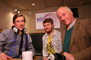 Mid Morning Matters With Alan Partridge. Image shows from L to R: Alan Partridge (Steve Coogan), Sidekick Simon (Tim Key), Cecil Croom-Phillips (Nicholas Jones). Copyright: Baby Cow Productions