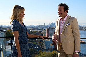 Amandaland. Image shows left to right: Amanda (Lucy Punch), Johannes (Peter Serafinowicz)