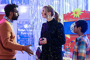 Avoidance. Image shows left to right: Jonathan (Romesh Ranganathan), Claire (Jessica Knappett), Spencer (Kieran Logendra). Credit: Ranga Bee