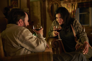 Back. Image shows from L to R: Stephen (David Mitchell), Annie (Shelley Conn)