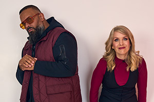 Battle In The Box. Image shows left to right: Guz Khan, Rachel Parris