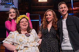 BBC New Comedy Awards. Image shows left to right: Fern Brady, Alison Spittle, Catherine Bohart, Shane Todd