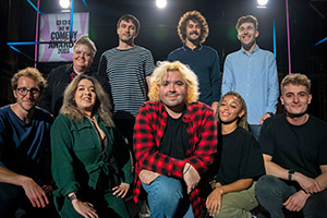 BBC New Comedy Awards. Image shows left to right: Alex MacKeith, Susie McCabe, Lauren Steven, Richard Gadd, Dean T Beirne, Josh Pugh, Kyrah Gray, Larry Dean, Daniel Petrie