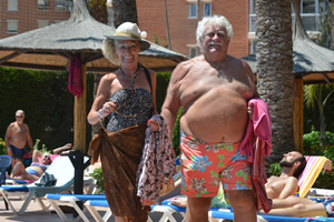 Benidorm. Image shows from L to R: Loretta (Kate Fitzgerald), Eddie Dawson (Bobby Knutt). Copyright: Tiger Aspect Productions