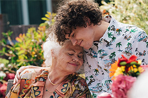 Big Boys. Image shows left to right: Nanny Bingo (Annette Badland), Jack (Dylan Llewellyn)