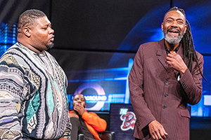 The Big Narstie Show. Image shows from L to R: Big Narstie, Mo Gilligan, Lenny Henry