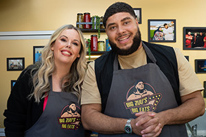 Big Zuu's Big Eats. Image shows left to right: Roisin Conaty, Big Zuu