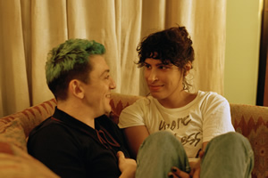 The Bisexual. Image shows from L to R: Jon-Criss (John Dagleish), Leila (Desiree Akhavan)