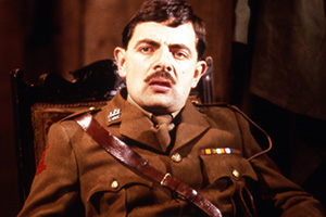 Blackadder. Captain Edmund Blackadder (Rowan Atkinson). Credit: BBC