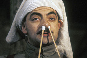 Blackadder. Captain Edmund Blackadder (Rowan Atkinson). Credit: BBC