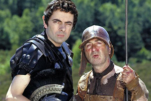 Blackadder. Image shows left to right: Lord Edmund Blackadder V (Rowan Atkinson), Baldrick (Tony Robinson). Credit: Tiger Aspect Productions