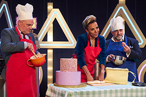 Blankety Blank. Image shows left to right: Jack Dee, Kelly Holmes, Omid Djalili