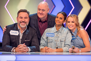 Blockbusters. Image shows from L to R: David Walliams, Dara O Briain, Alesha Dixon, Amanda Holden. Copyright: Thames