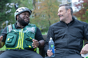 Bloods. Image shows from L to R: Maleek (Samson Kayo), Lawrence (Julian Barratt). Copyright: Roughcut Television