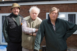 Boomers. Image shows from L to R: John (Russ Abbot), Thomas Parlour (Dudley Sutton), Alan (Philip Jackson). Copyright: Hat Trick Productions