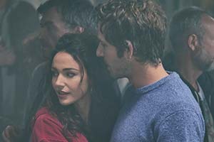 Brassic. Image shows from L to R: Erin (Michelle Keegan), Dylan (Damien Molony). Copyright: Calamity Films