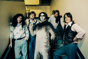 Brian Pern. Image shows from L to R: Young Pat Quid (Will Sharpe), Young Mike (Felix Taylor), Martin Freeman, Jack Whitehall, Young John (Justyn Thomas). Copyright: BBC