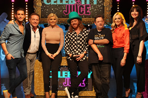 Celebrity Juice. Image shows from L to R: Ollie Locke, John Thomson, Holly Willoughby, Leigh Francis, Fearne Cotton, Daisy Lowe. Copyright: Talkback