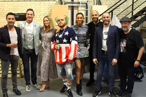 Celebrity Juice. Image shows from L to R: Gino D'Acampo, Craig Revel Horwood, Kimberley Walsh, Leigh Francis, Rochelle Humes, Marvin Humes, Fred Sirieix, Johnny Vegas