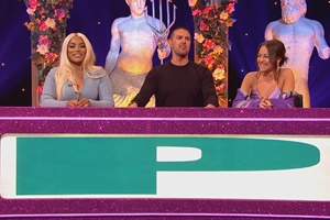 Celebrity Juice. Image shows from L to R: Stefflon Don, Paddy McGuinness, Jaime Winstone