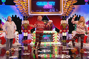 Celebrity Juice. Image shows from L to R: Katherine Ryan, Emily Atack, Leigh Francis, Laura Whitmore