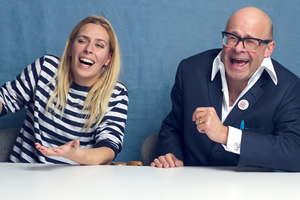 Chain Reaction. Image shows from L to R: Sara Pascoe, Harry Hill. Copyright: BBC