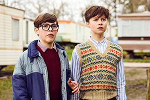 Changing Ends. Image shows left to right: Young Alan Carr (Oliver Savell), Neville (Billy Byers)