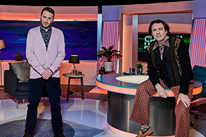 Channel Hopping With Jon Richardson. Image shows from L to R: Jon Richardson, Jonathan Ross. Copyright: Rumpus Media