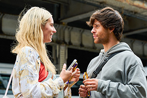 Cheaters. Image shows left to right: Esther (Callie Cooke), Lars (Ceallach Spellman)