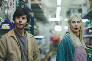 Cheaters. Image shows left to right: Lars (Ceallach Spellman), Esther (Callie Cooke)