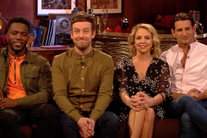 The Chris Ramsey Show. Image shows from L to R: Mo Gilligan, Chris Ramsey, Lydia Rose Bright, Ollie Locke. Copyright: Avalon Television