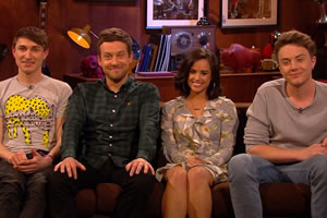 The Chris Ramsey Show. Image shows from L to R: Tom Rosenthal, Chris Ramsey, Georgia May Foote, Roman Kemp. Copyright: Avalon Television