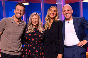 The Chris & Rosie Ramsey Show. Image shows from L to R: Chris Ramsey, Rosie Ramsey, Sophie Habboo, Jamie Laing