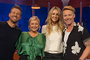 The Chris & Rosie Ramsey Show. Image shows left to right: Chris Ramsey, Rosie Ramsey, Storm Keating, Ronan Keating