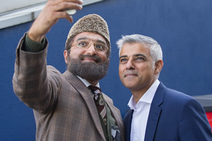 Citizen Khan. Image shows from L to R: Mr Khan (Adil Ray), Sadiq Khan. Copyright: BBC