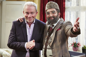 Citizen Khan. Image shows from L to R: Andy (Harry Enfield), Mr Khan (Adil Ray). Copyright: BBC