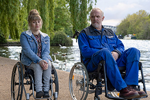 The Cleaner. Image shows from L to R: Helena (Ruth Madeley), Paul 'Wicky' Wickstead (Greg Davies)