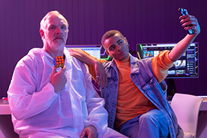 The Cleaner. Image shows from L to R: Paul 'Wicky' Wickstead (Greg Davies), Hosea (Layton Williams)