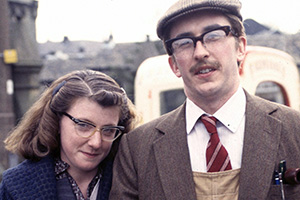 Coogan's Run. Image shows left to right: Florence Mullinger (Felicity Montagu), Ernest Moss (Steve Coogan). Credit: Pozzitive Productions