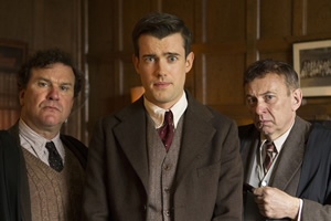 Decline And Fall. Image shows from L to R: Captain Grimes (Douglas Hodge), Paul Pennyfeather (Jack Whitehall), Predergast (Vincent Franklin)