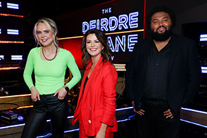 The Deirdre O'Kane Show. Image shows from L to R: Joanne McNally, Deirdre O'Kane, Martin Angolo