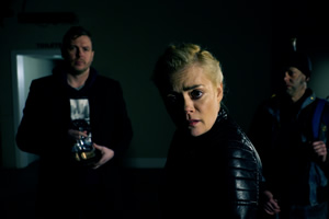 Demonologist For Hire. Image shows from L to R: Demonologist (Bryn Owen), Dana (Vivien Taylor), Joe Caxee (Ronni Menzies-Stirling)