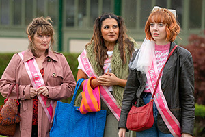 Dinosaur. Image shows left to right: Diane (Sally Howitt), Amber (Sabrina Sandhu), Evie (Kat Ronney)