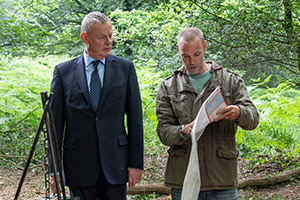 Doc Martin. Image shows left to right: Dr Martin Ellingham (Martin Clunes), Al Large (Joe Absolom)