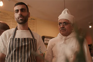 Don't Overthink It. Image shows left to right: Waiter (Waleed Akhtar), Chef (Mark Silcox)