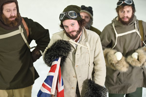 Drunk History. Image shows from L to R: Edward Wilson (Tim Downie), Captain Robert Falcon Scott (Mathew Horne), Lawrence Oates (Matthew Steer). Copyright: Tiger Aspect Productions