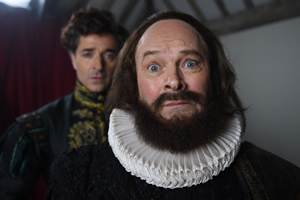 Drunk History. Image shows from L to R: Actor (Jake Canuso), William Shakespeare (Mark Heap). Copyright: Tiger Aspect Productions